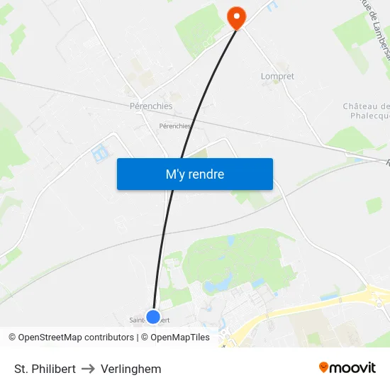 St. Philibert to Verlinghem map
