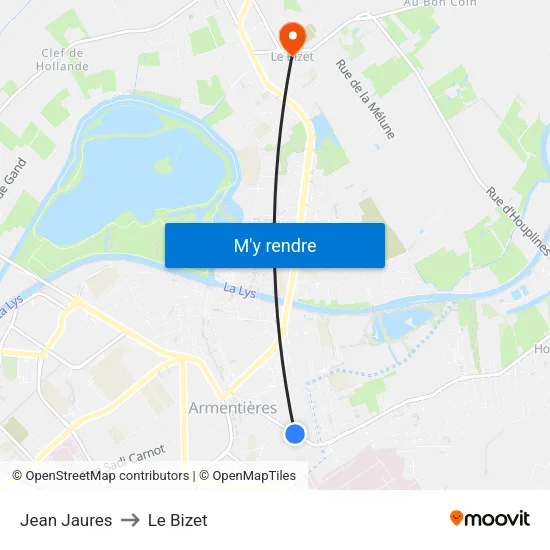 Jean Jaures to Le Bizet map