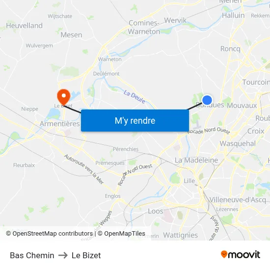Bas Chemin to Le Bizet map