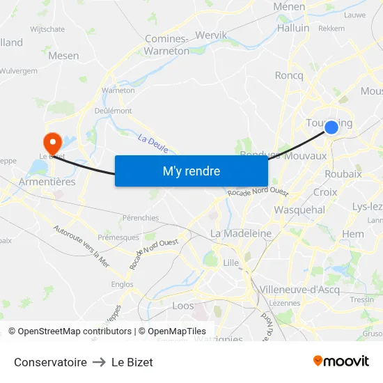 Conservatoire to Le Bizet map