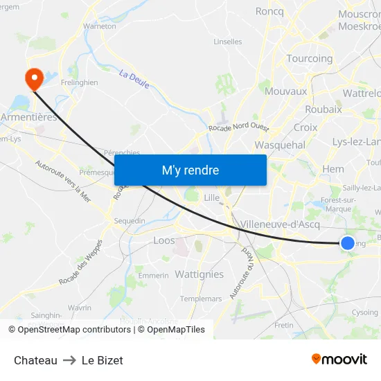 Chateau to Le Bizet map