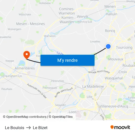 Le Boulois to Le Bizet map
