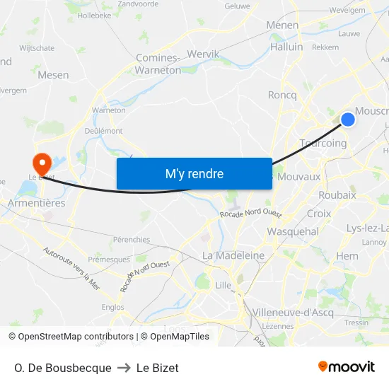 O. De Bousbecque to Le Bizet map