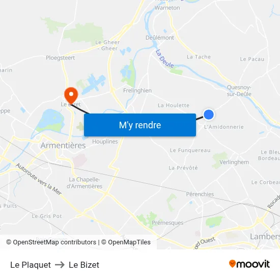 Le Plaquet to Le Bizet map