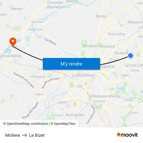 Moliere to Le Bizet map