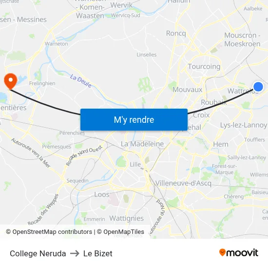 College Neruda to Le Bizet map