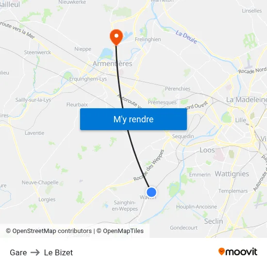 Gare to Le Bizet map