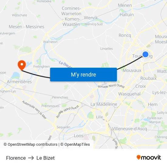 Florence to Le Bizet map