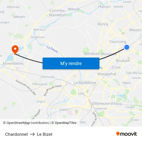 Chardonnet to Le Bizet map