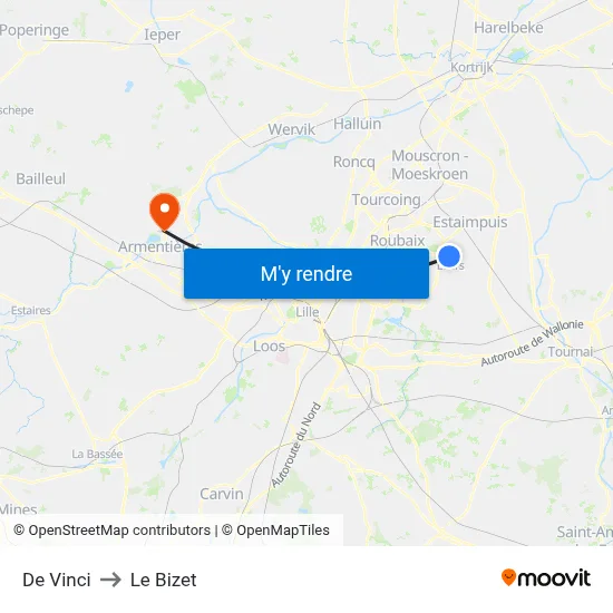 De Vinci to Le Bizet map
