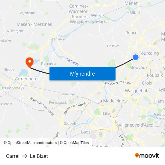 Carrel to Le Bizet map