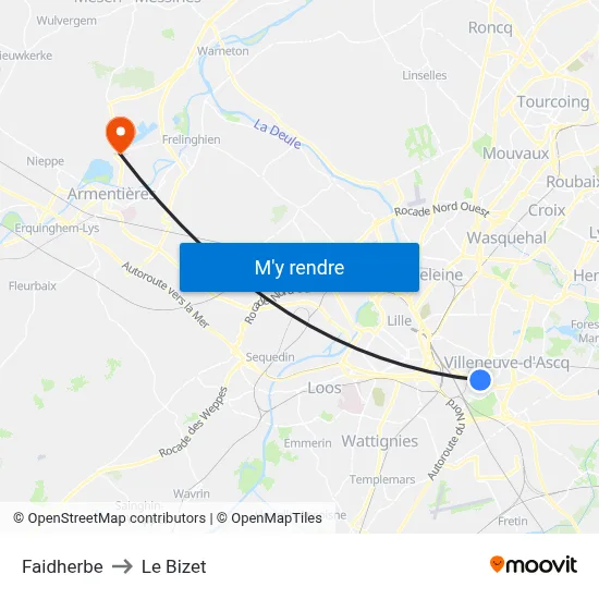 Faidherbe to Le Bizet map
