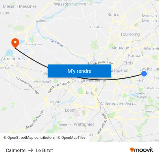 Calmette to Le Bizet map