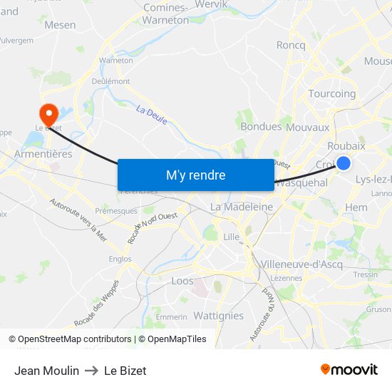 Jean Moulin to Le Bizet map