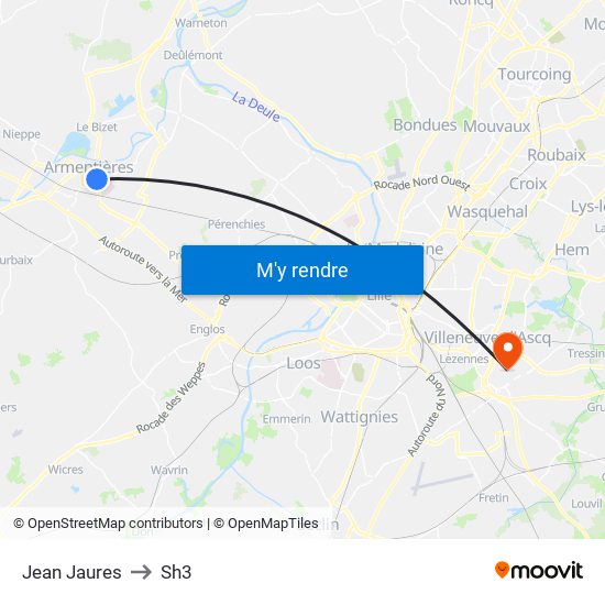 Jean Jaures to Sh3 map