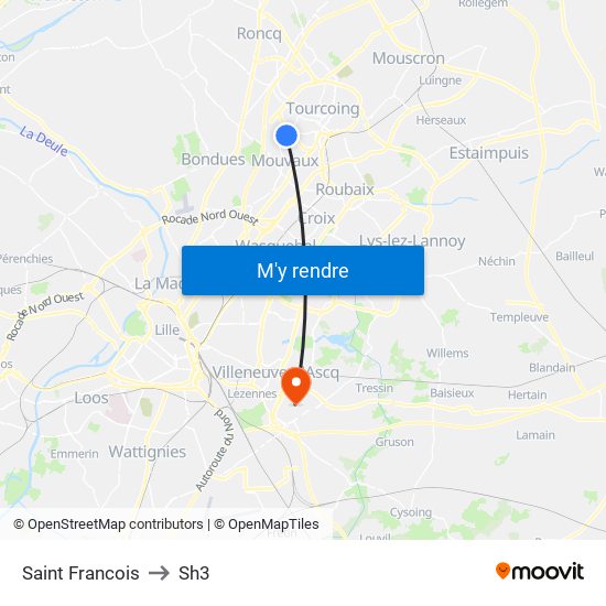 Saint Francois to Sh3 map