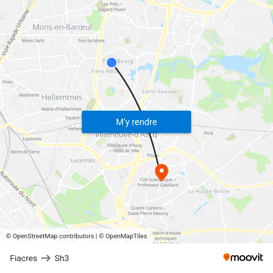 Fiacres to Sh3 map