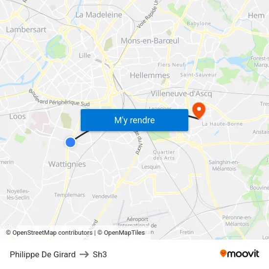 Philippe De Girard to Sh3 map