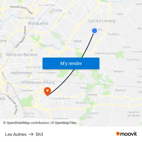 Les Aulnes to Sh3 map