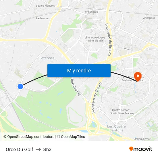 Oree Du Golf to Sh3 map
