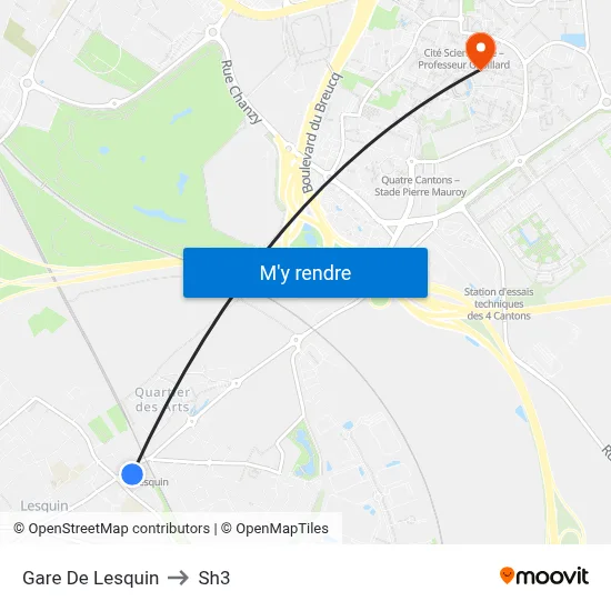 Gare De Lesquin to Sh3 map