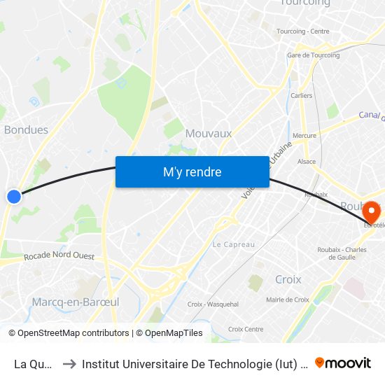 La Quenouille to Institut Universitaire De Technologie (Iut) - Site Rond-Point De L'Europe map