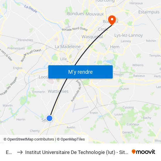Eglise to Institut Universitaire De Technologie (Iut) - Site Rond-Point De L'Europe map
