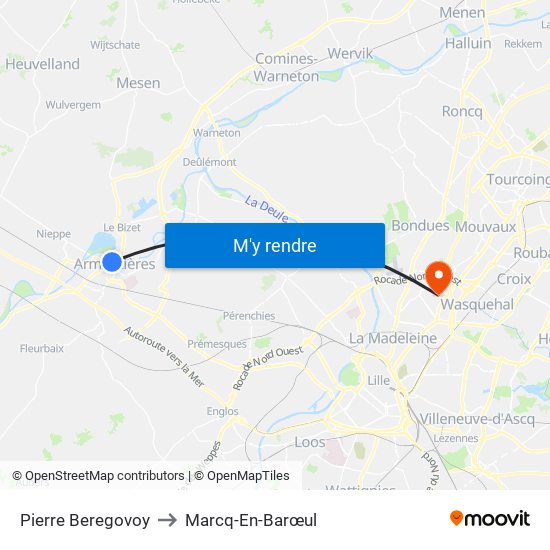 Pierre Beregovoy to Marcq-En-Barœul map