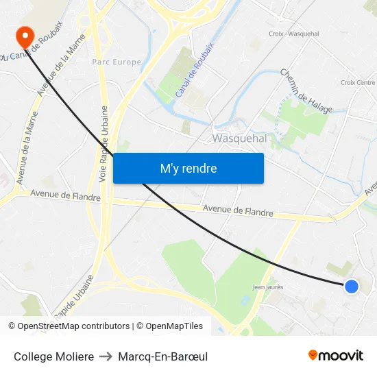 College Moliere to Marcq-En-Barœul map