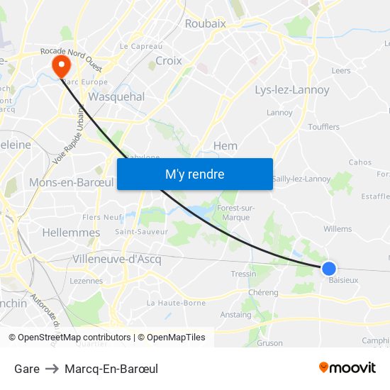 Gare to Marcq-En-Barœul map