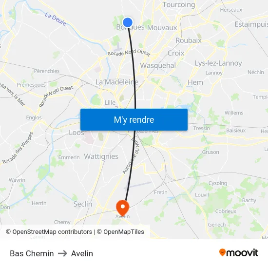 Bas Chemin to Avelin map