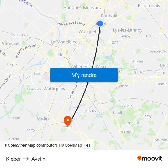 Kleber to Avelin map