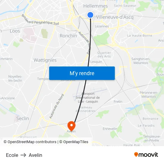Ecole to Avelin map