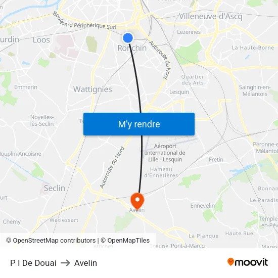 P I De Douai to Avelin map