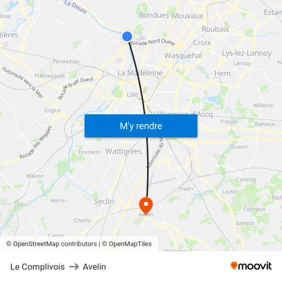 Le Complivois to Avelin map