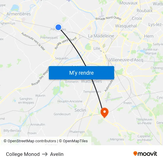 College Monod to Avelin map
