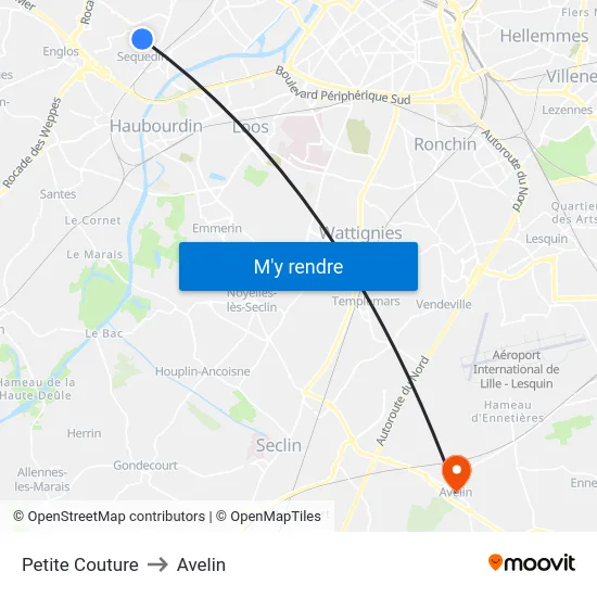 Petite Couture to Avelin map
