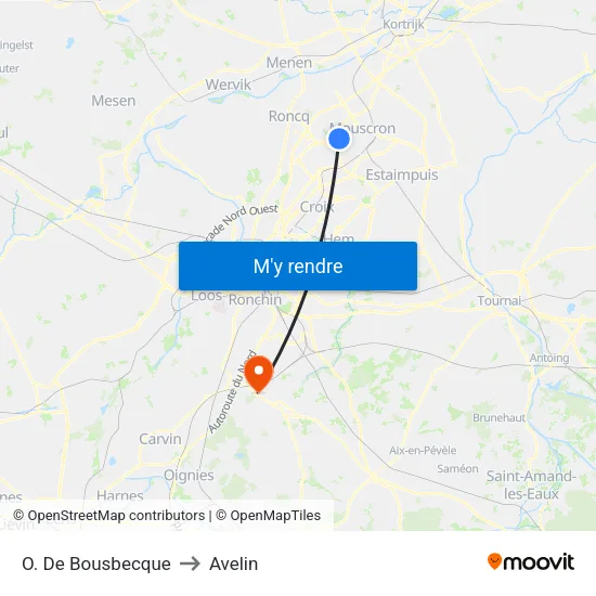 O. De Bousbecque to Avelin map
