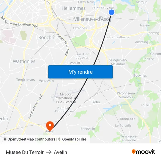 Musee Du Terroir to Avelin map