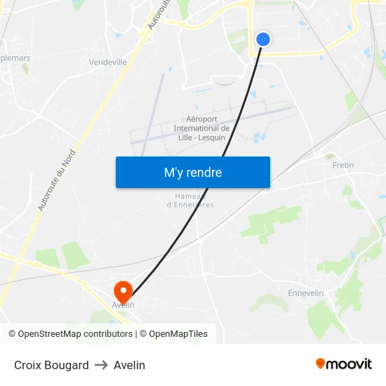 Croix Bougard to Avelin map