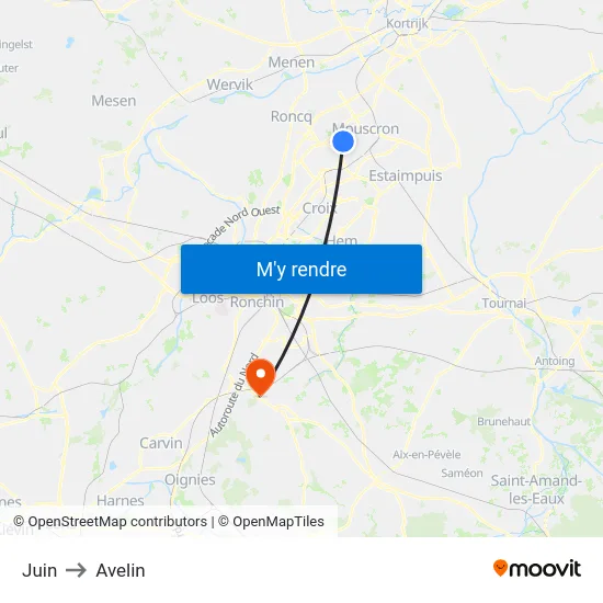 Juin to Avelin map
