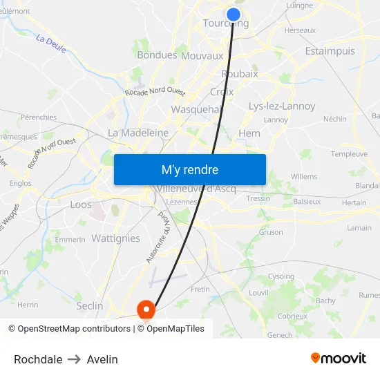 Rochdale to Avelin map