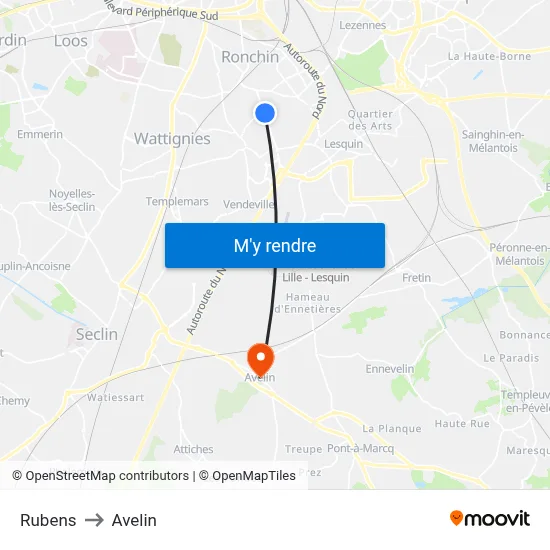 Rubens to Avelin map