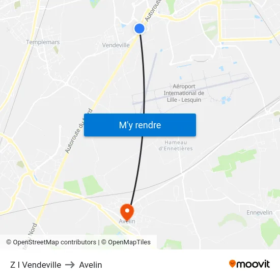 Z I Vendeville to Avelin map