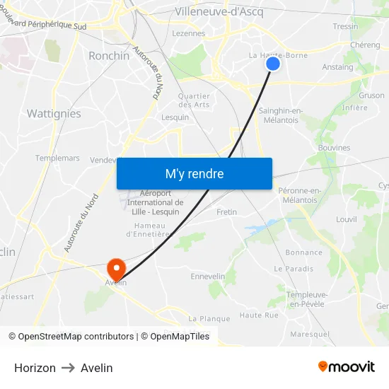 Horizon to Avelin map
