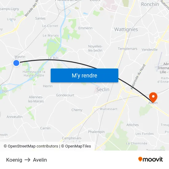 Koenig to Avelin map