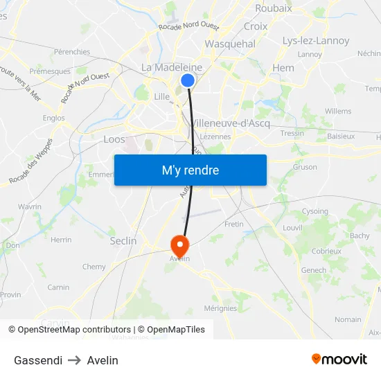 Gassendi to Avelin map
