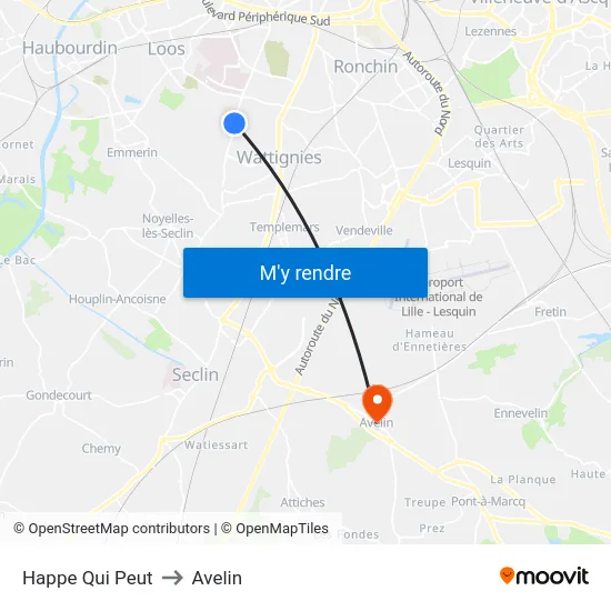 Happe Qui Peut to Avelin map