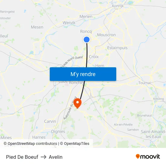 Pied De Boeuf to Avelin map