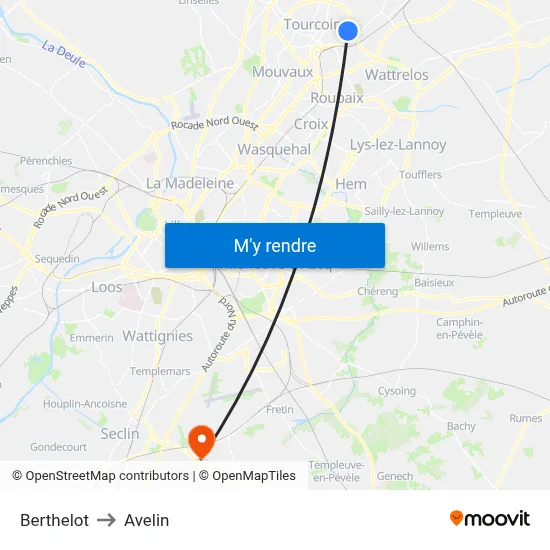 Berthelot to Avelin map